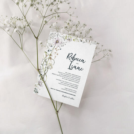 Whimsical wildflower wedding invitations