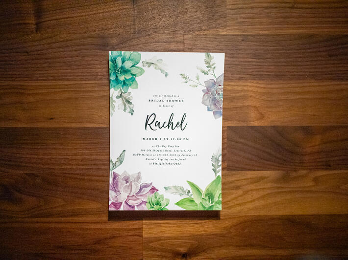 Succulent bridal shower invitation